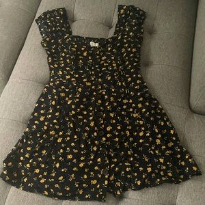 Black and yellow floral dress